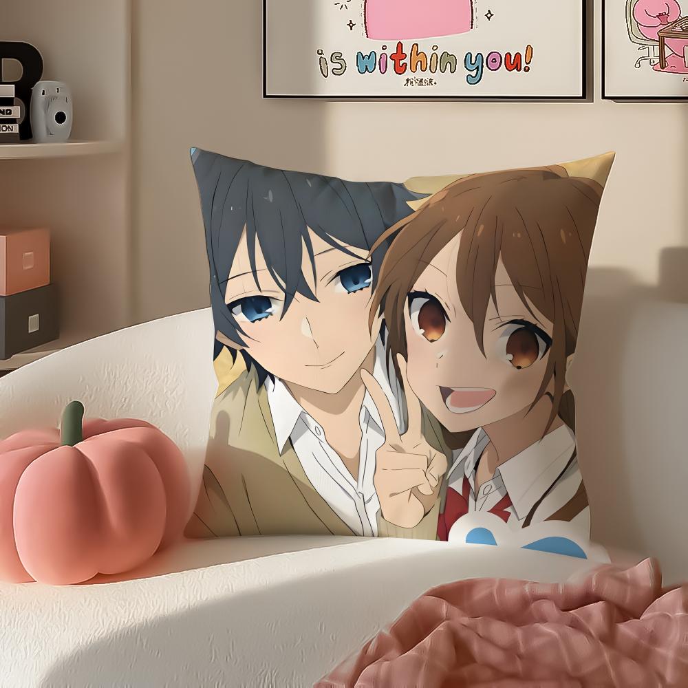 Sweet Romantic Japanese Anime HHorimiya Cushion Cover Pillowcase Short Plush Invisible Zipper Room Sofa Cushion Cover