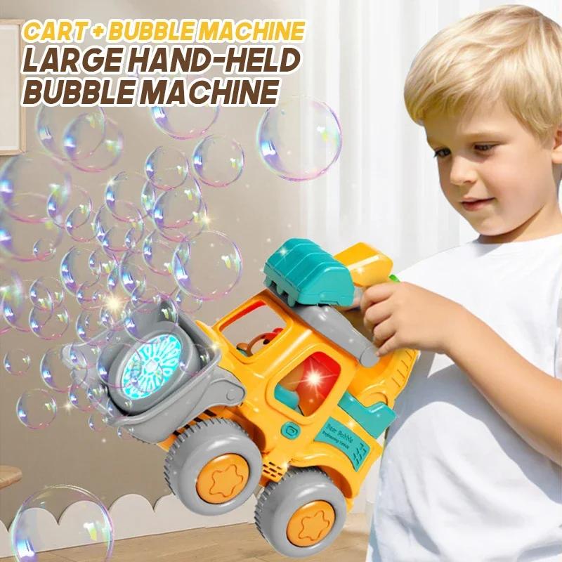 Chariot à Bulles Automatique Portatif Dessin Animé Voiture d'Ingénierie Chariot Savon Soufflant Avec Lumières Jouets pour Enfants Garçon Jeu de Fête Extérieur
