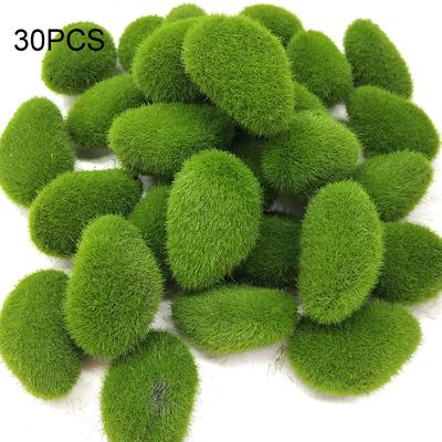 30pcs Green Artificial Moss Rocks Creative Crafts Fake Stone For Garden and Crafting Simulation Plant DIY Decoration