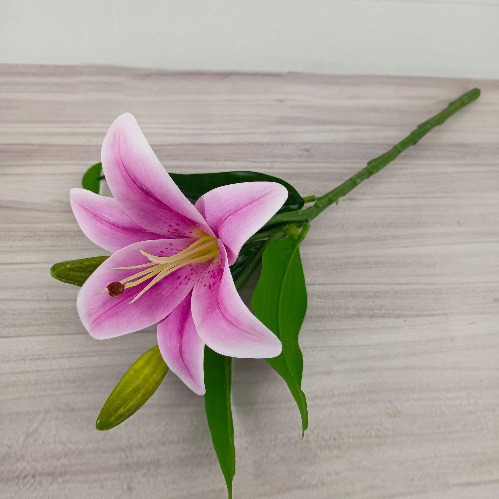 

New with 1pc Flowers and 2pcs Bud Artificial Lily Flower 36*15cm 6 Colors Fake Flowers Simulation Flowers Lily Home Decoration фіолетовий