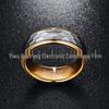 Silver-Gray Matte Hexagonal Tungsten Steel Ring with Gold-Plated Inner Circle - 8MM Wide