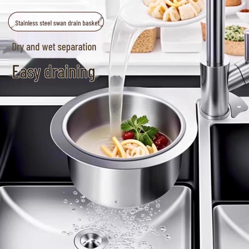 Zhaoran Swan Kitchen Sink Drain Basket with Knife Holder