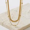 Minimalist 18K Gold Plated Titanium Steel Necklace Women Double Layer Style Snake Chain Choker Hypoallergenic Geometric