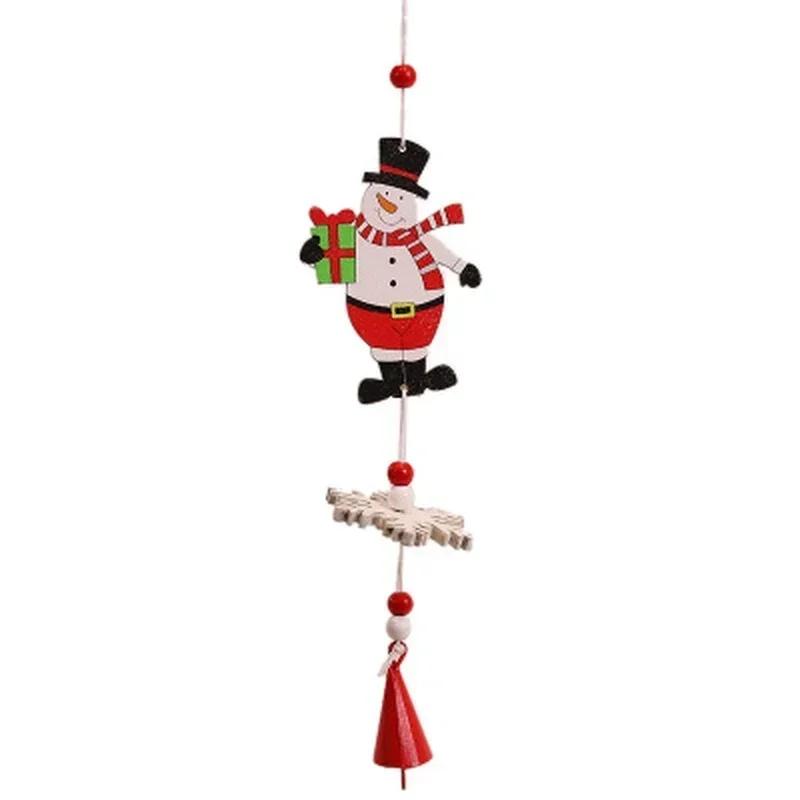 Christmas Style Decoration Wooden Xmas Tree Bell Hanging Pendant Ornament Handmade DIY Wood Crafts Kids Gift Party Decor
