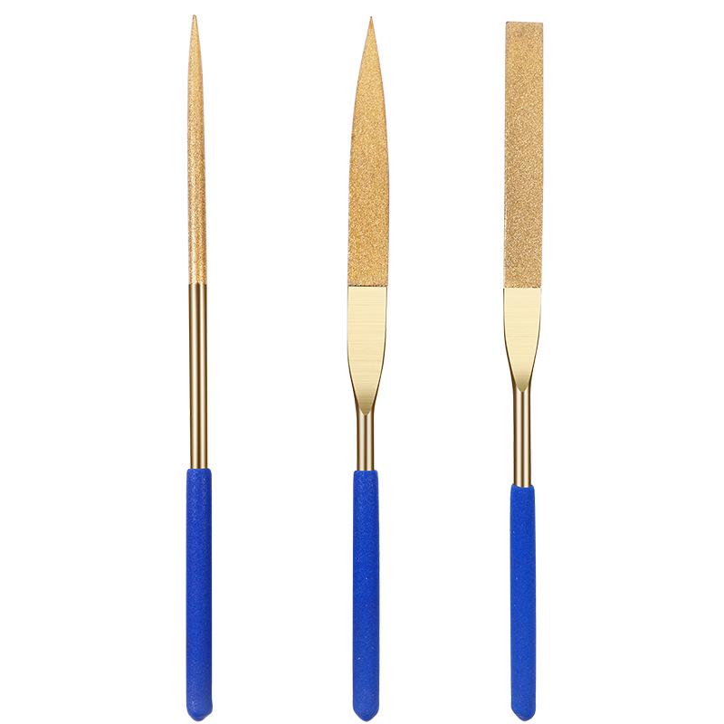 Titanium-Plated Diamond File Set: Flat/Incline with Extra Grade Carborundum for Precision Shaping, Free Shipping