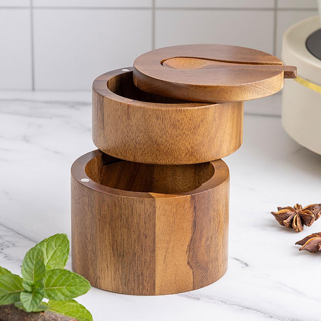 Freshness Preserving Spice Holder Practical Wood Spice Holder Convenient Container with Lid for Gourmet Cooking