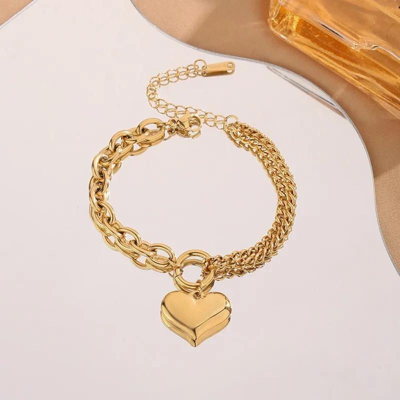 Vintage Heart Gold Bracelet Women's in NicheUniqueSimple Non-Fading Trendy People's Choice Fashion Jewelry Accessories