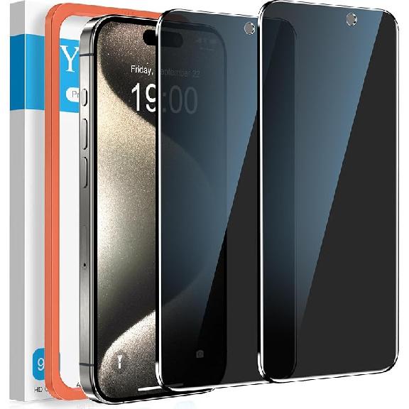 YMHML 2 Pack for iPhone 14 Pro Max Privacy Screen Protector, Upgrade Anti Spy Tempered Glass Privacy Screen for iPhone 14 Pro Max (6.7 Inch), Scratch
