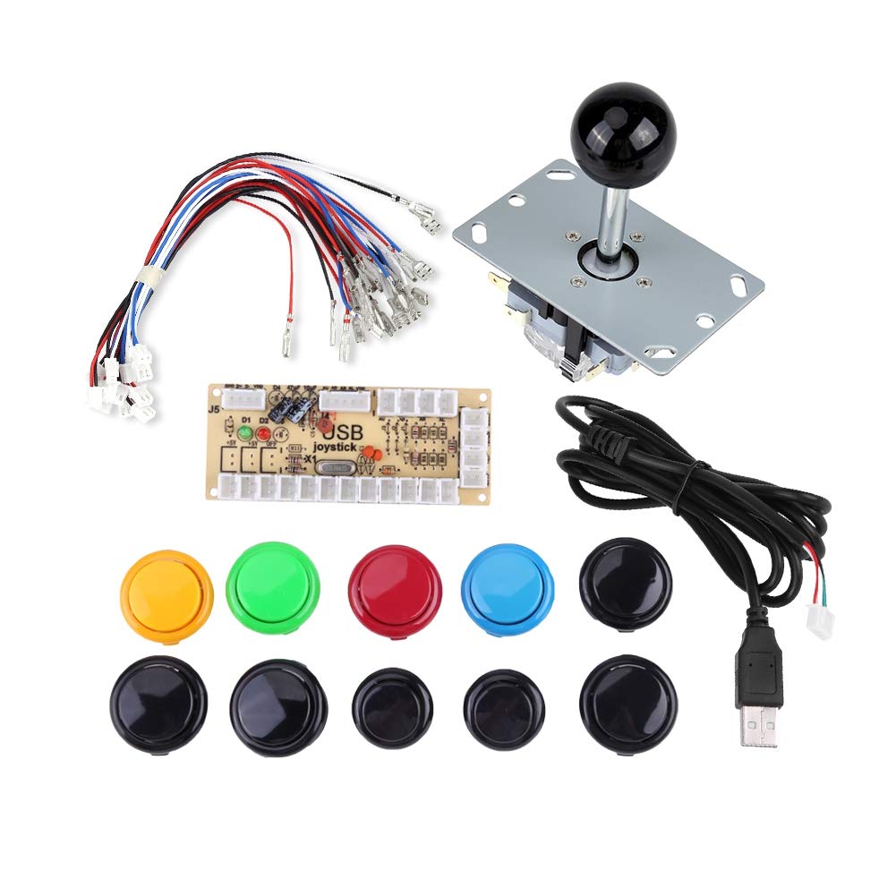 

Hilitand Zero Delay Arcade Game DIY Parts Kit with 10 Buttons + PC Game Black Joystick + USB Encoder for MAME PC [video game] [video game]