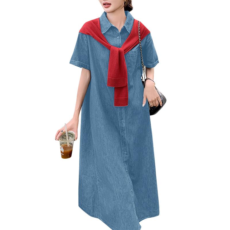 

ZANZEA Women Turn Down Collar Short Sleeve Summer Shirt Dress