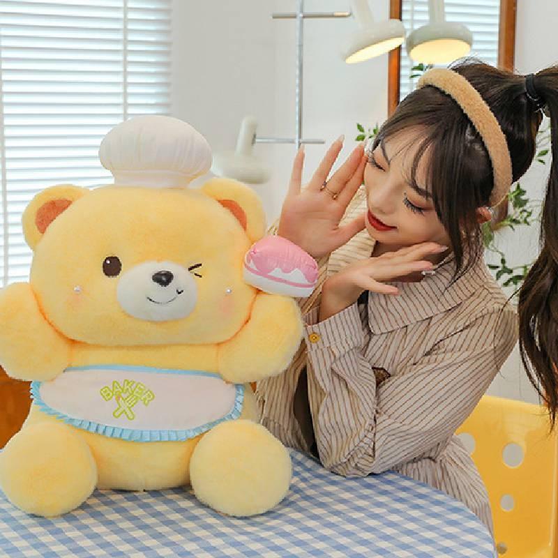 Adorable Chef Bear Plush Toy For Girls Perfect Gift Soft Short Plush 35cm 45cm