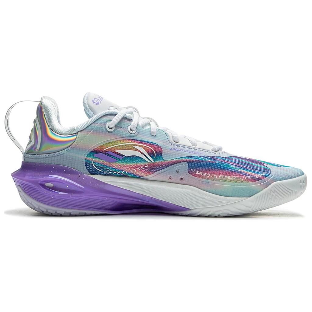 New LiNing Flash Strike 11 Supportive And Elastic Low Top Basketball Shoes Men's Blue Purple ABAU053-7