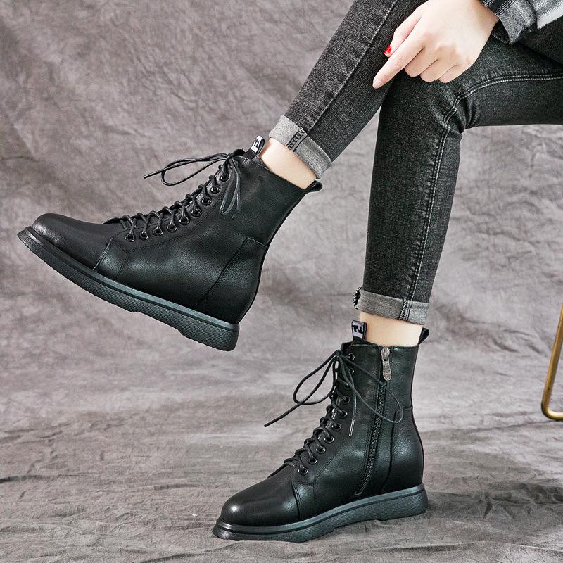 Leder Martin Stiefel 2025 Herbst und Winter neu Retro Britischer Stil Damen Schuhe erste Schicht Rindsleder Innenhöhe Ritterstiefel