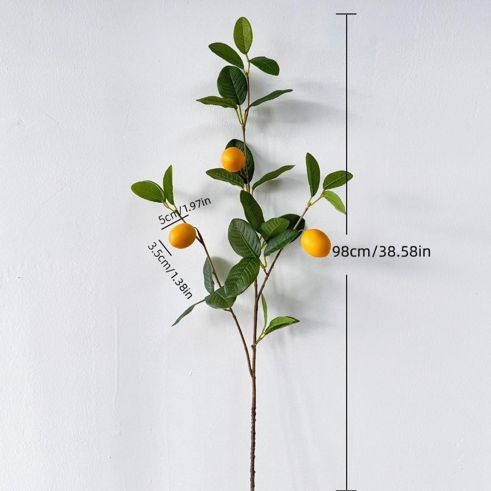 Real Touch 3 Forked Lemon Branches Realistic Artificial Plant Flower Arrangement Bedroom