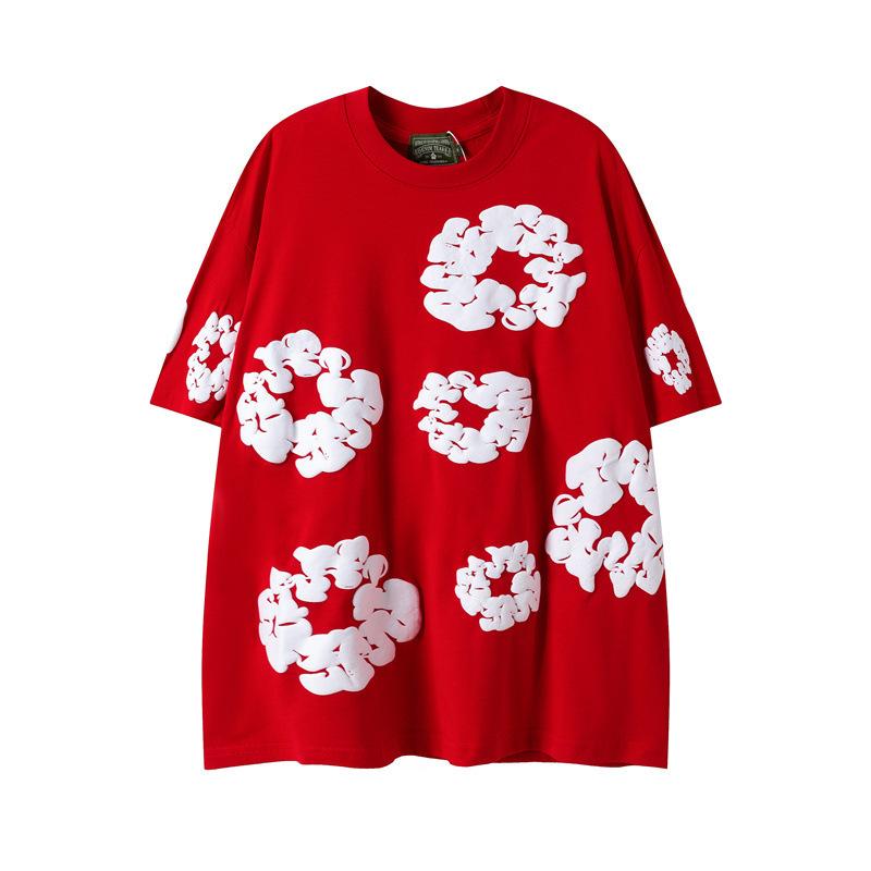 New Trendy Short-sleeved Short-pants Set with Foam Printing - Suitable for Both Men and Women, for Casual Wear.