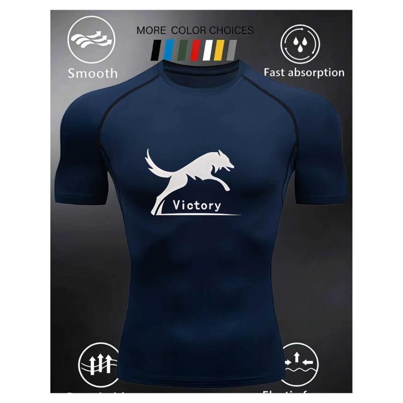 Men's Short Sleeve Compression T-Shirt Breathable Elastic Strength/Motivational Style Training Top