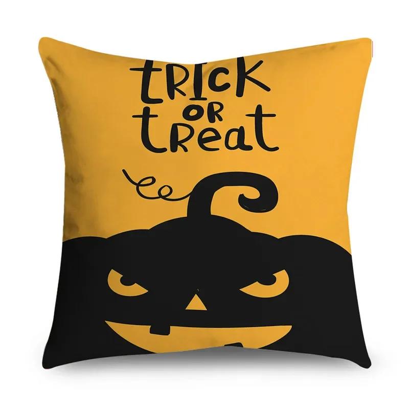 Halloween Theme Horror Pumpkin Wizard Print Pattern Cushion Cover Home Living Room Sofa Decoration Square Throw Pillow