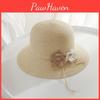 Ladies' Sun Hat With Flowers Foldable Straw Hat For Summer Casual Sun Protection Beach Hat Trendy Big Brim Hat