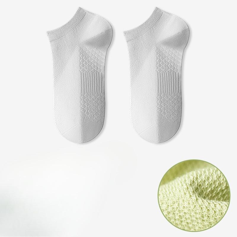 

Женские носки из чистого хлопка, тонкие дышащие короткие носки с массажем стопы, антибактериальные и дезодорирующие однотонные носки с противоскользящим эффектом 1 pair белый