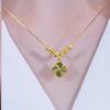 Vietnam Gold-Plated Four-Leaf Clover Necklace with Bead Pendant for Women