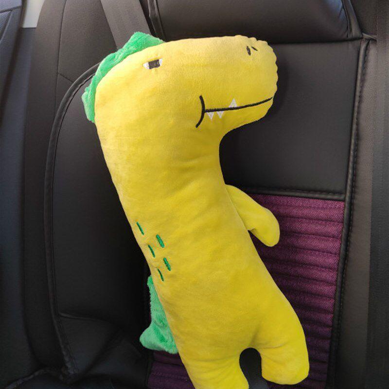 Car Seatbelt Pillow Shoulder Pad Neck Pillow Cartoon Seatbelt Cover Cute Car Seatbelt Holder Green Dinosaur Right Shoulder