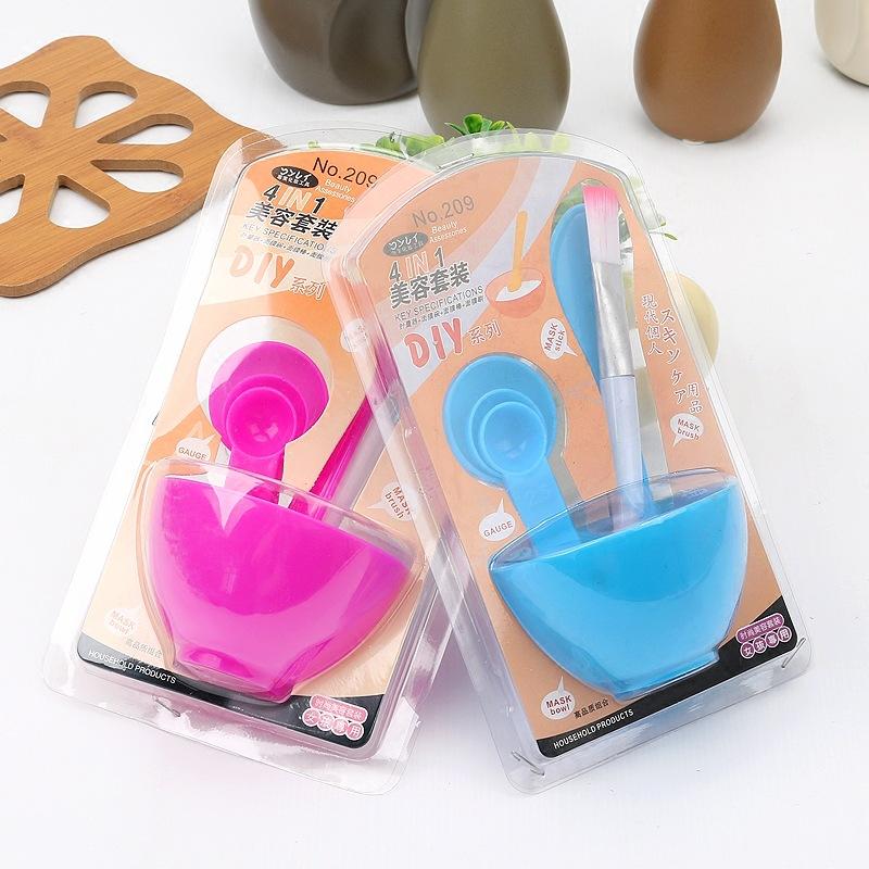DIY beauty set, plastic mask bowl four-piece set 4 in 1 makeup and beauty mask tool set