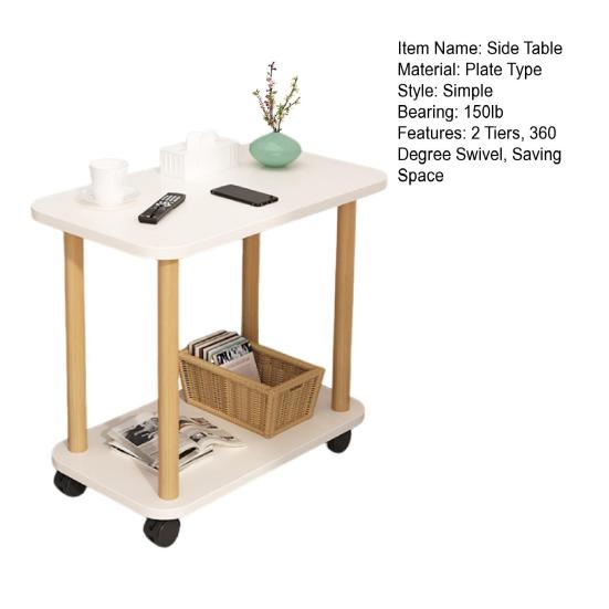 End Table Rectangle Side Table Wood Night Stand with 2-Tier Storage Shelf Living Room Small Coffee Table Wood Finish Bedside Table