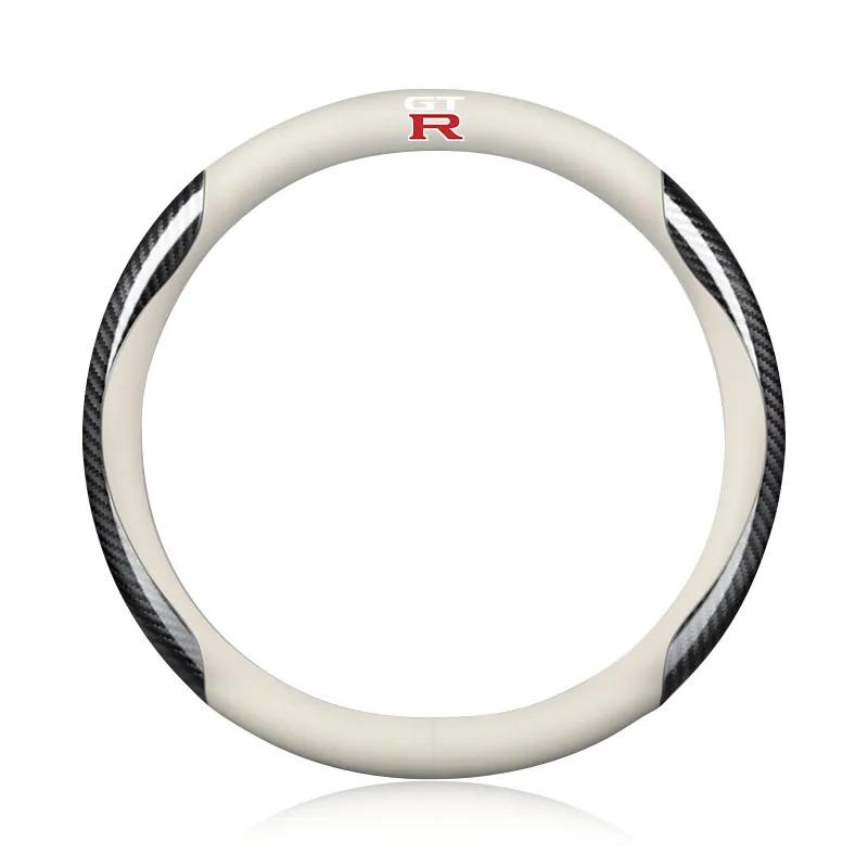 Leather Carbon Fiber Car Steering Wheel Cover Accessories For Nissan Nismo 350Z 370Z GTR Almera Tiida Juke Teana Qashqai Tiida Sylphy X Trail T30 T32