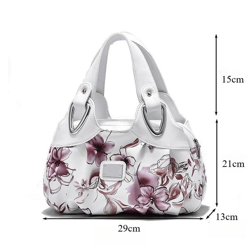 Flower Pu Leather Women Handbag Big Women's Shoulder Bags Famous Brand Design Lady Tote Handbag Colour Printing Crossbody