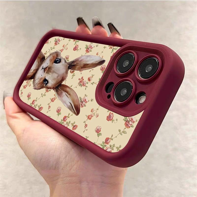 Vintage Cute Floral Rabbit Phone Case For IPhone 17 Air 16 Pro Max 15 14 Plus 13 12 11 Durable Flexible Advanced Soft Ins Cover