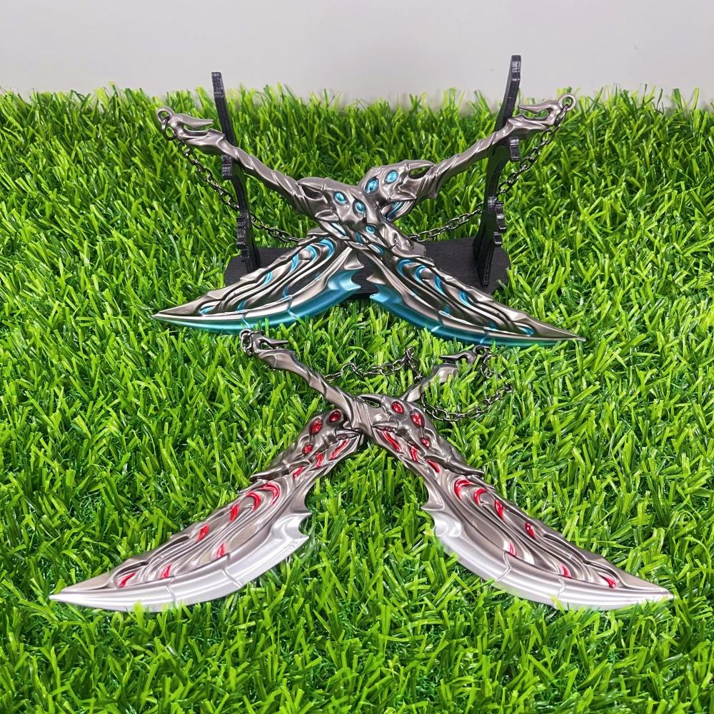 Katana Valorant de 6,3 polegadas 2 unidades Anime Cosplay Adereço Espada Tamanho Real Katana Japonesa Aço Metálico Lâmina de Faca Ninja Sabre de Samurai Brinquedo