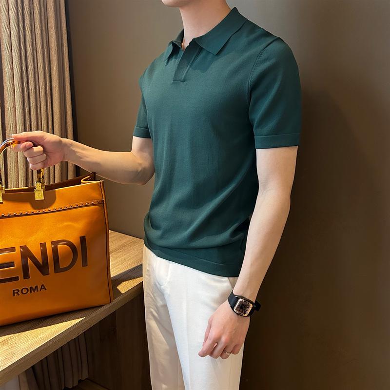 Men's Light Summer Ice Silk Knit Polo Shirt - Korean Style Trend