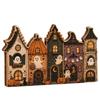 2D Wooden Tabletop House Village Halloween Decor - Vintage Town Scene for Desk Shelf Mantel