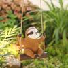 1 sitting sloth swing, garden animal swing hanging piece, family gift, hand-painted resin crafts