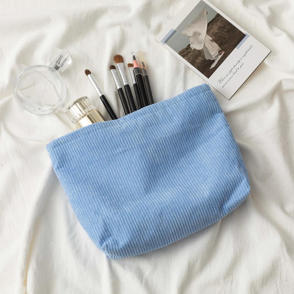 Solid Color Corduroy Cosmetic Bag Corduroy Material Korean Style Canvas Bags Wear-resistant Portable Cosmetic Storage Bag