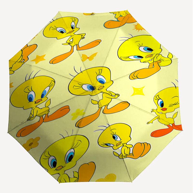 1PC Tweety Bird Umbrella-8-Rib Reinforced, Automatic Open, Lightweight & Durable, Cute Fashion Accessory for Outdoor, D2666