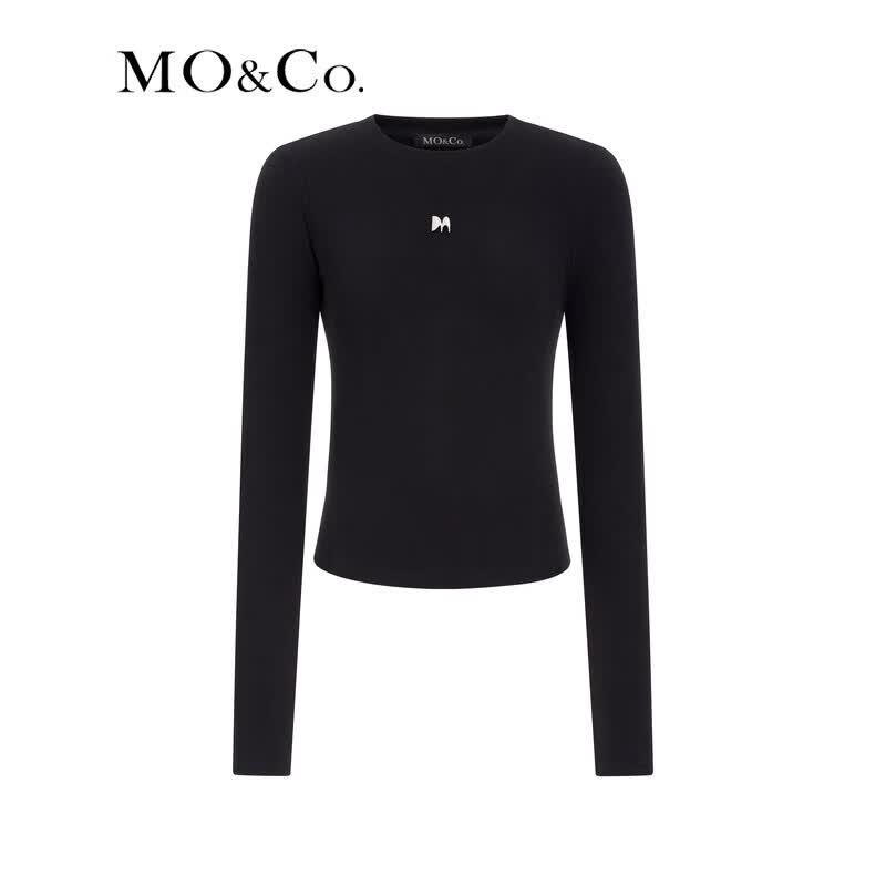 MO&Co. Women's M-Badge Slim Fit Long Sleeve T-Shirt