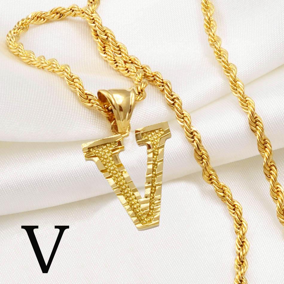Anniyo AZ Letters Kettingen Dames Heren Verguld Initial Hanger Touwketting Engelse Letter Sieraden Alfabet Afrikaans #058002B