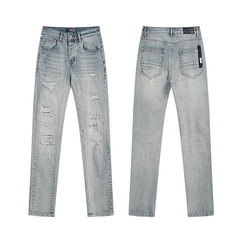 Purple Brand Ink Printing Meichao High Street Retro Ripped Casual Trend Denim Horn Pants Small Feet