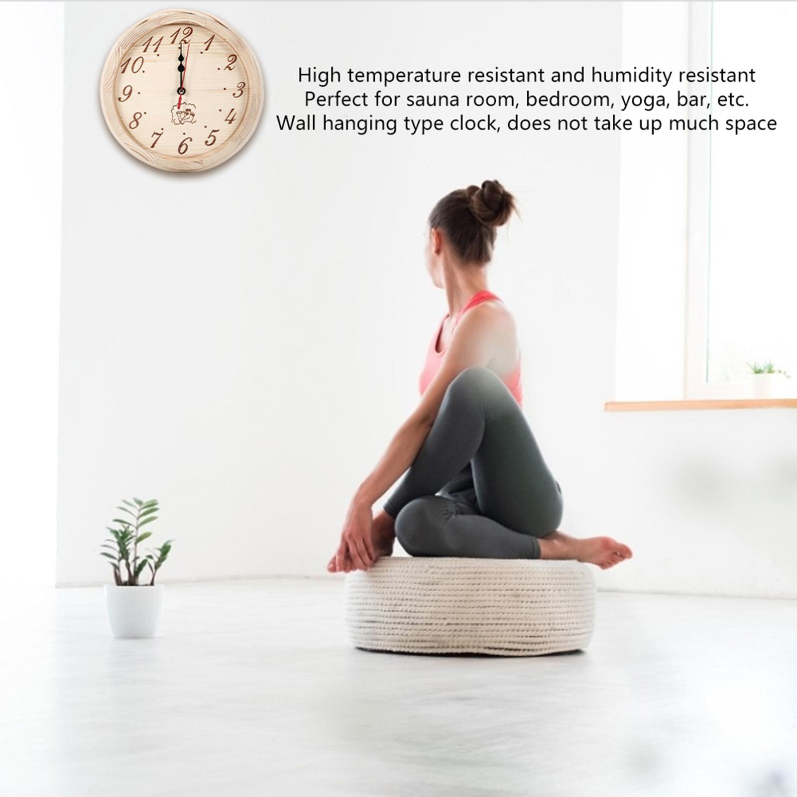 Sauna Clock Wall Hanging Wooden Clock No Glass Cover High Temperature for Sauna Room Bedroom Living Room   Fitness Room
