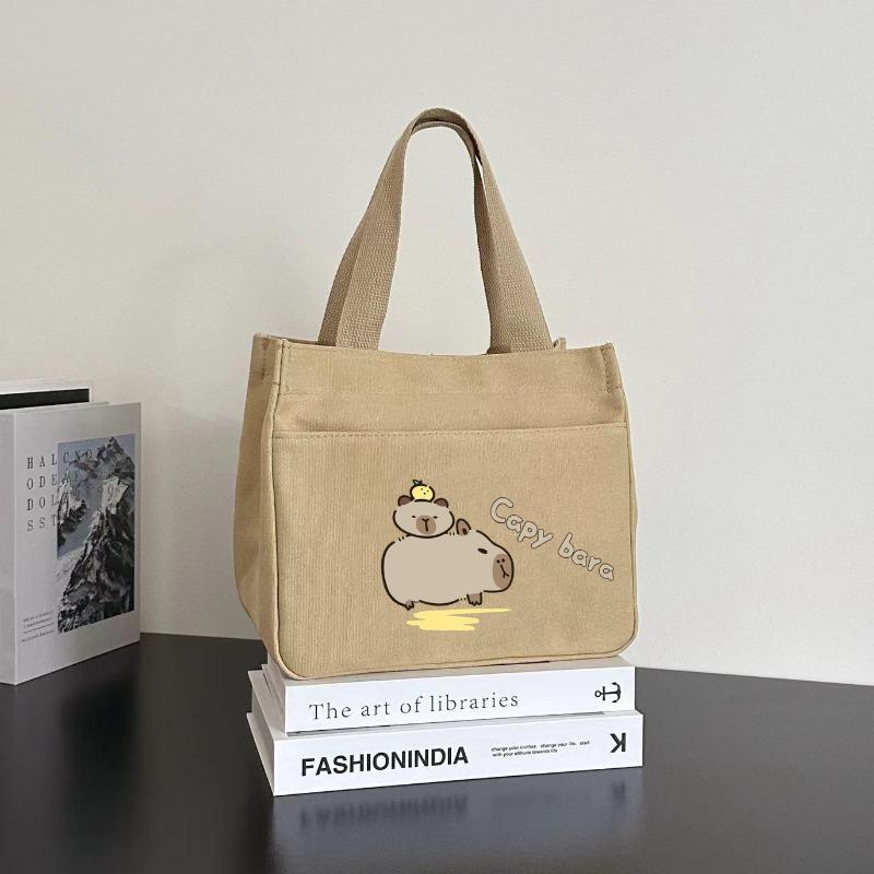 High-value Canvas Handbag Simple and Small Three-dimensional Bag Commuting Thickened To Work Bento Meal Bag
