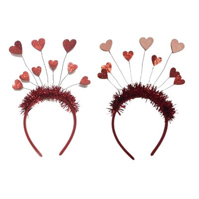 Red Sequins Heart Headbands Valentines Day Hairband Glitter Tinsel Hair Hoop Holiday Wedding New Year Headpiece