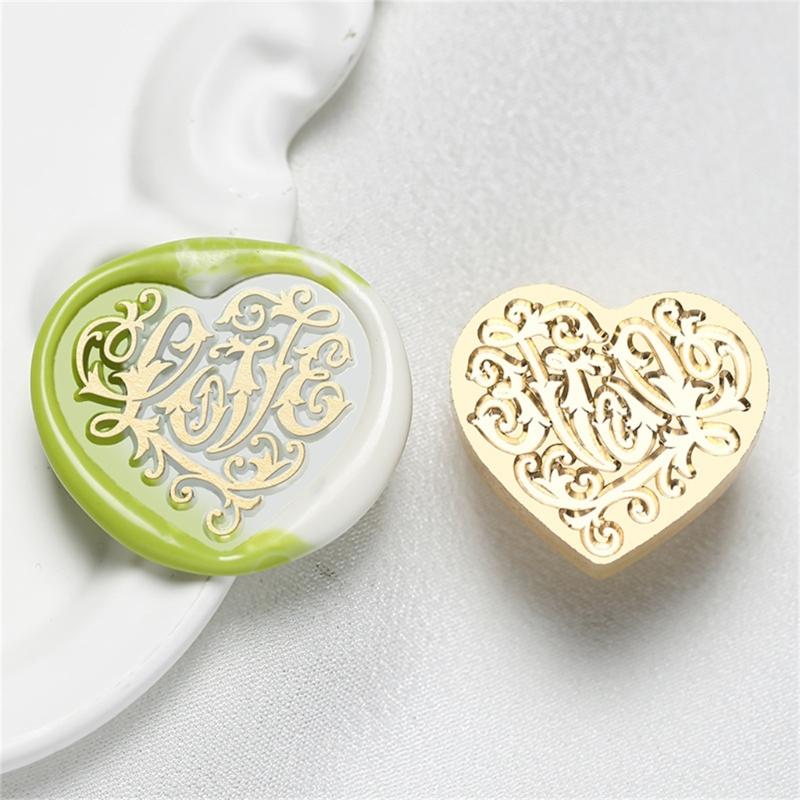 Heart Series Sealing Wax Stamp Head Heart Shaped Wax Seal Stamp for Envelopes Wedding Invitation Decorations Brass