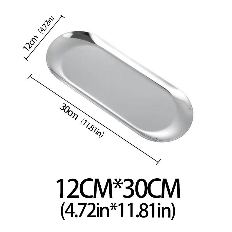 Stainless Steel Jewelry Tray Cosmetic Holder Oval Metal Dining Dessert Plate for Tray Snack Plate Steak Kitchen Plate Dish