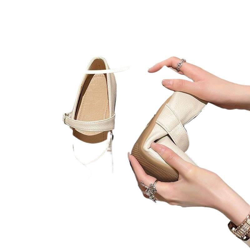 Mary Soft Leather Evening Wind Rare Shoes Gentle Soft Sole Single Shoes French 2025 Leather Shoes Flat Sole Word New Grandma Shoes
