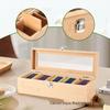 Bamboo Multi-Compartment Tea and Coffee Storage Box with Transparent Glass Lid - Desktop Organizer and Gift Box