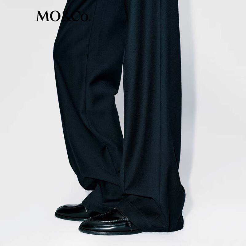 MO&Co. Women's Merino Wool Drawstring High-Waisted Straight Trousers