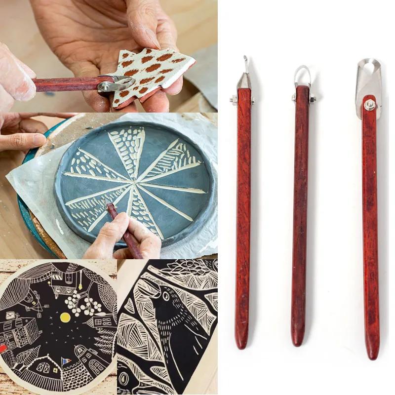 NEW Pottery Wood Carving Tools Texture Clay Sculpture Hand-decorated Stainless Steel Ring Knife Polymer Clay Cutter