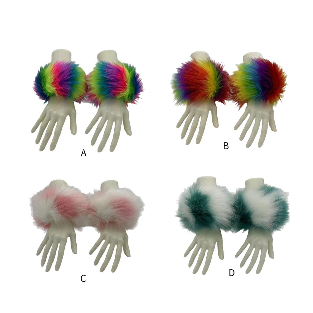 Faux Furs Short Wrist Cuff Winter Wrist Cuff Warmers Furry Wrist Cuff for Women Girls Coat Wrist Furry Warm Cuff