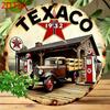 Vintage American Style Texaco Gas Station Metal Aluminum Sign Featuring Classic Truck And Fuel Pump Designs, Suitable for Garage